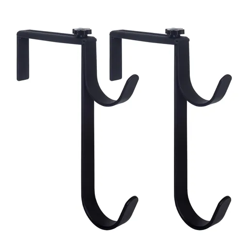 Heavy Duty Pool Pole Hangers - Adjustable Hooks for Poles, Hoses, Skimmers - Black Fence Hooks for Hanging Swimming Pool Accessories - Garden Tools (2 Pack)