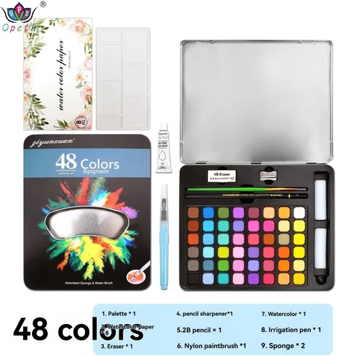 solid watercolor paint set, 48 colors watercolor, 60 colors watercolor, 72 colors watercolor, complete watercolor kit, watercolor painting accessories, art supplies Australia, portable watercolor set, beginner watercolor set, professional watercolor