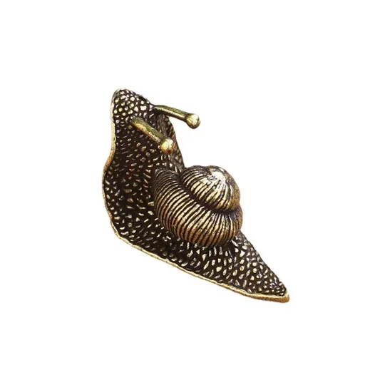Personality Pure Copper Mini Snail Statue Ornaments Retro Desk Antique Brass Tea Pet Home Decorations -2pcs