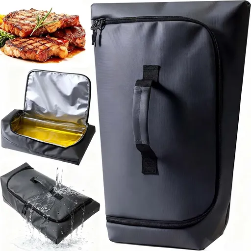 BBQ Blanket for Resting Meat, Leak-Proof Insulated Meat Resting Bag, 270° Top Opening for Large Briskets, Turkey, Washable Smoker Accessories Gifts for Men or BBQ Lovers - 21in