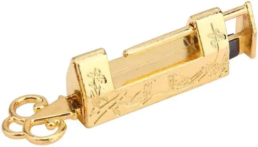Small Gold Chinese-Style Book and Jewelry Box Lock with Key