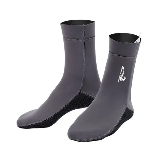 unisex diving socks, 3MM neoprene socks, mid-calf diving socks, hook-and-loop diving socks, water sports socks, diving snorkeling socks, beach volleyball socks, Australia diving gear, neoprene socks for men and women - Gray - Size S