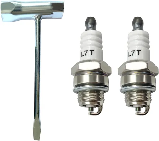 L7T Spark Plug with Chainsaw Scrench Wrench Tool, Replaces BPM7A BPMR7A RCJ6Y RCJ7Y BM6A CJ8 WSR5F for 33cc 43cc 47cc 49cc 52CC 2-Stroke Small Engine MS290 021 023 024 025 026 etc (2 Pc)