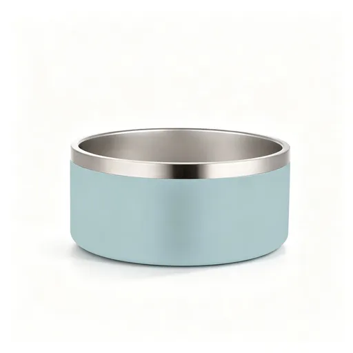42oz 304 Stainless Steel Cat Dog Bowl | Double Layer Pet Feeding Bowl | Anti-Slip Bottom | Light Blue | for Medium Dogs & Cats | Christmas Fresh Medium Bowl