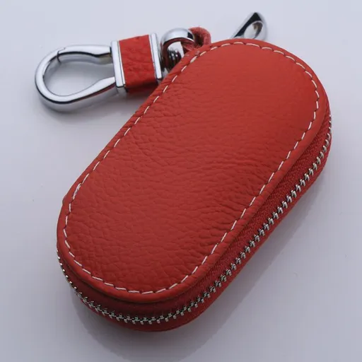 Cowhide Car Key Case Universal Multi Functional Fengshutian Red litchi pattern