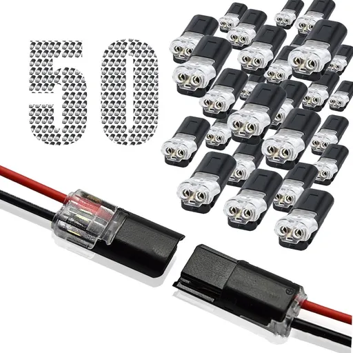Low Voltage Double Wire Plug In Connector，With Locking Buckle， No Stripping Cutting 2-Pin Solderless Connector – Compact