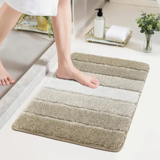 Bathroom Rugs,Ultra Soft Absorbent Bath Mat,Beige | Non-Slip TPR Backing Stays in Place, Machine Washable Bath Rugs Shaggy Rug for Bathroom Floor - Beige - Size 50cm*80cm