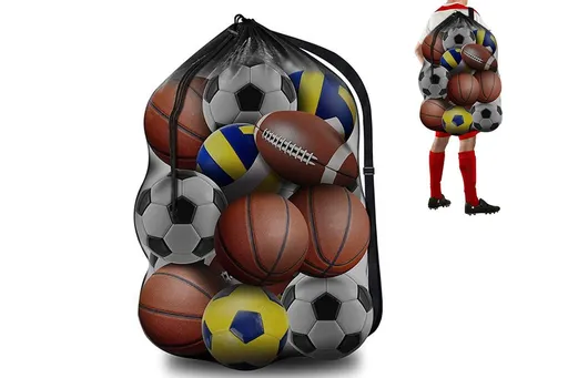 Extra Large Sport Ball Bag Heavy Duty Breathable Mesh Storage Bag With Adjustable Shoulder Strap - Style 1