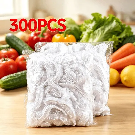 300 Pcs Elastic Food Covers Lids for Bowls Cups and Plates - Reusable Plastic Wrap Alternative for Kitchen Storage and Meal Prep - Stretchable Food Container Covers Set for Fruits Vegetables