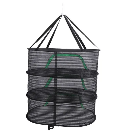 Hanging Drying Mesh with Zipper Breathable Polyester Foldable Hanging Mesh Drying Rack for Fish Vegetable Fruits Petal 3 Layers