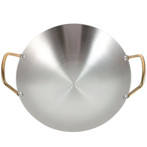 Nonstick Stainless Steel Double Handle Wok Pan Plated Silver for Household Cooking