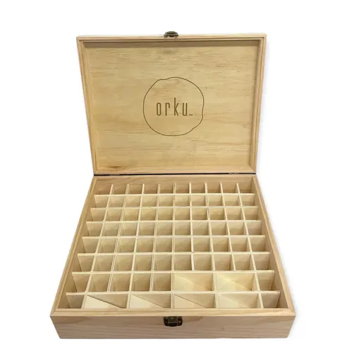 Orku 74 Essential Oil Bottle Storage Box Wooden Organiser Aromatherapy Case