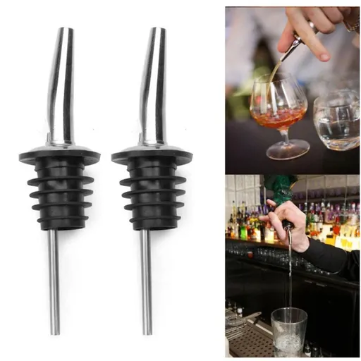 Portable Leak-proof Food-grade Stainless Steel Liquor Spirit Pourer Flow Wine Bottle Pour Spout Sper Bar Supplies,2PCS