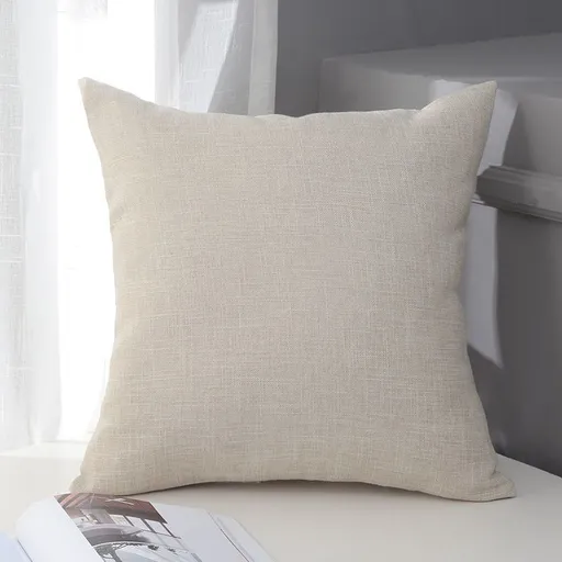 Le Su Cotton Linen Cushion Solid Color with Core 3# creamy-white 50*50-pillowcase 650g thick pillow core