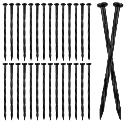 Garden Edging Ground Nails 20 Pcs,Spiral Landscape Edging Spikes,Durable Plastic Anchoring Spikes,7.87 Inch Rust-Free Edging Nails,Garden Landscapes Stakes Spikes