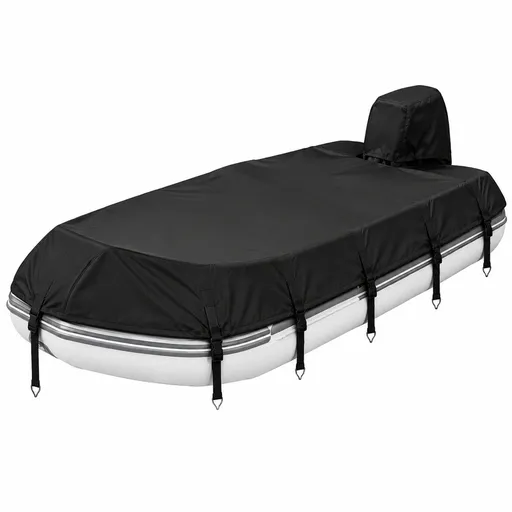 Trailerable 600D Oxford Pontoon Boat Cover, Comes with Separate Universal Outboard Motor Hood, Waterproof UV‑Resistant Boat Cover for Outdoor Storage & Mooring (19-21FT(763*450cm))