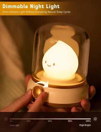 Cute Kerosene Lamp,Silicone Flame Amber Light,Adjustable Dimmable Rechargeable Night Light for Boys,Girls,Teenager Kids Bedroom