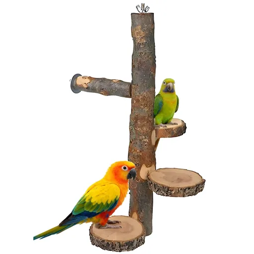 Bird Perch Stand, 14.6", Includes 3 Circular Platforms & Standing Bar, Bite-Resistant Toy, Parrot Stand for Cage, Chinchilla Platform