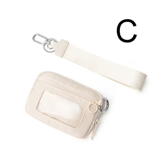 Waterproof Oxford Wristlet Wallet Card Holder with Detachable Wrist Strap, Multi-Pocket Zipper Pouch for Cards, Cash, Keys and Earphones, Ideal for Running, Fitness and Travel (C)