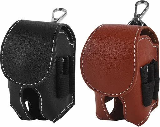 2-Piece Golf Bag Portable Mini Waist Storage Bag with Tee and Carabiner, Hand Golf Accessory Pouch for Men Women Golf Gift, Black and Dark Brown