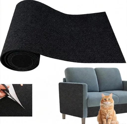 118"X15.8" Self-Adhesive Cat Scratching Mat - Durable Couch Protector from Cat Claws, DIY Furniture Protector from Cats Scratching, Sticky cat Scratch Wall mat- No Residue, Safe for Cats - Black