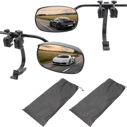 Universal Clip on Towing Mirrors Extensions for Towing, Side Mirror Extenders for Towing with RainProof, Convex Rearview Mirror, Tow Mirrors for Car Truck Trailer RV SUV, 2 Pack