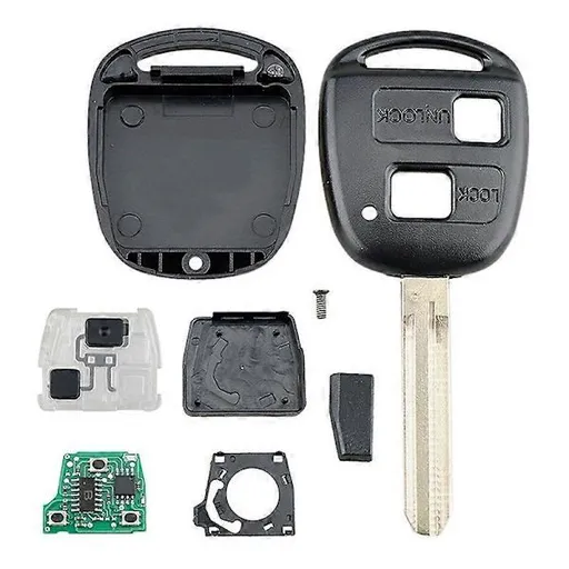 Car smart key with 2 buttons, 4C chip, Replacement for Toyota Corolla 2001-2007 304MHZ, Made of Plastic, Black Color