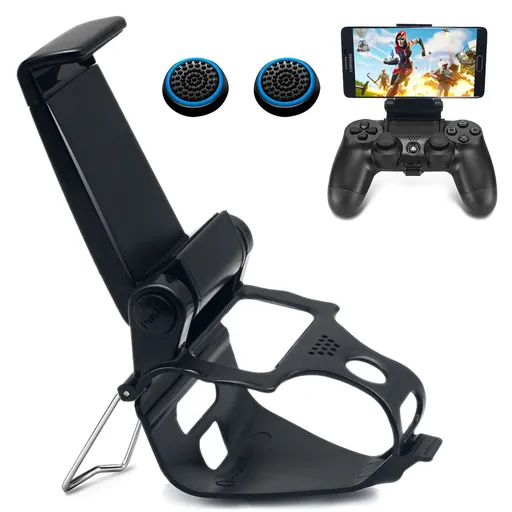 Phone Clip for Controller Mobile Gaming Mount Bracket Holder Adjustable Stand Clamp for Remote Play (Black)