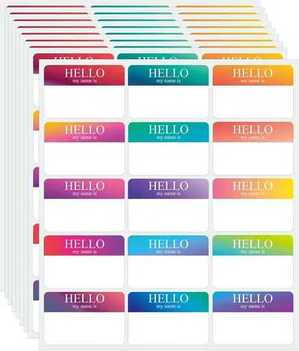 345 Pcs Name Tags Rainbow Sticker, Hello My is Stickers 15 Color, Tag for School Office Home (3"x2") - packs