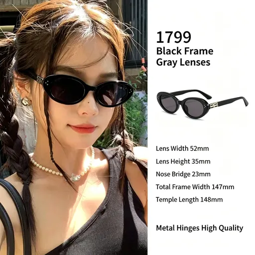 Timeless Staple Cat Eye Sunglasses UV400 Blocking, Classic Black Frame Grey Lens No-Fuss Pick, Ideal Christmas Gift