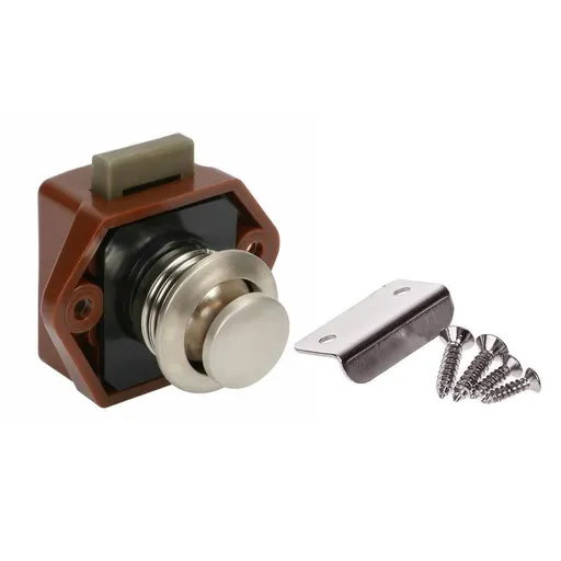 Push Button Latch Keyless Cabinet Lock for RV Motor Caravan Cupboard Door Button Latch Cam Lock Push Button (Brown)