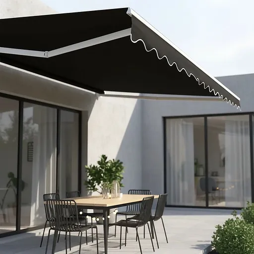 Motorised Retractable Awning – 5.0x3.0m Black Outdoor Shade