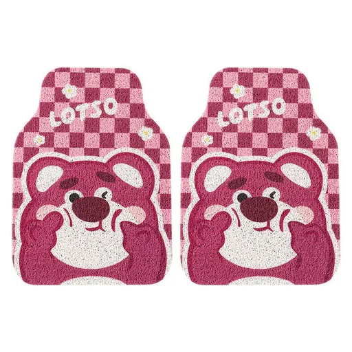 Cartoon Bear Car Floor Mats PVC Universal Non Slip Plaid bear Front 2