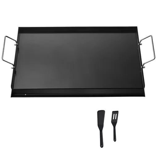 Carbon Steel Griddle, 24x16 inch Universal Flat Top Rectangular Plate, Gas Grill Griddle for BBQ Grill, Teppanyaki, Portable Family Cookware with Handle, for Camping Tailgating Party
