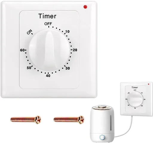 Countdown Switch - 60 minutes - Countdown timer switch - Mechanical countdown timer socket - time switch - timer light switch - with timer - timer socket - for bathroom extractor fan, garage, laundry room, storage room or spa - white