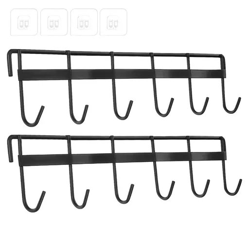 2-Pack Black Metal Kitchen Wall Mounted Pan Holders with Hooks for Pots and Pans Storage