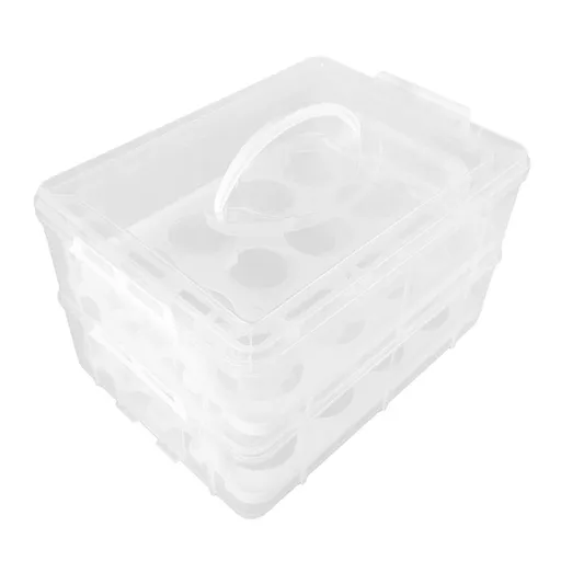White Dual Layer Portable Cake Carrier with Handle, Clear Dessert Storage Case for Easy Transport
