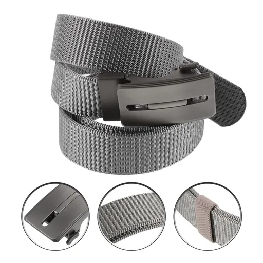 Men's Grey Nylon Belt with Automatic Buckle, and Stylish for Business and Casual Wear