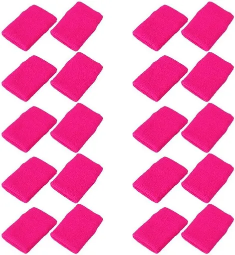 10 Pack Sports Wristband Sweatband Gym Yoga Wrist Support Sweatband Cotton Wrist Wraps