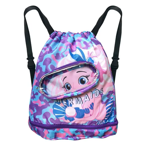 Mermaid Beach Backpack Swim Bag for Swimmer Gym Drawstring Bags Yoga Sackpack Swimsuit Sport Knapsack for Women Men Camping