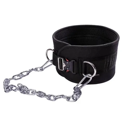 Pull-up Belt Weighted Dip Belt with Chain Double D-ring Weightlifting Back Support Strap Home Gym Equipment Waist Belt