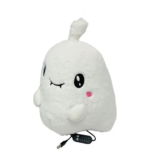 USB-Powered Plush Heating Pad, Cartoon Ghost Design, Soft Warm Stuffed Toy for Home, Office, and Travel, Perfect Cozy Gift for Halloween and Cold Days (White)