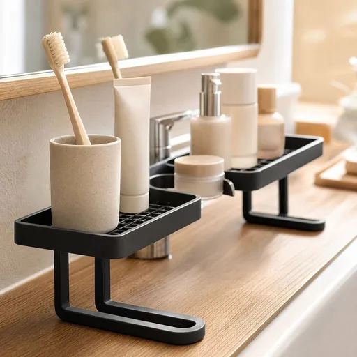 Sink Shelf Above the Sink Countertop Organizer for Bathroom & Kitchen, No-Install Faucet Wrap Design, 16.5"x3.9"x3.5" Black