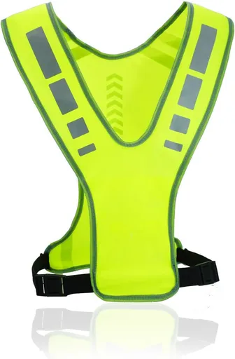 Reflective running vest high visibility breathable adjustable unisex neon yellow with pockets