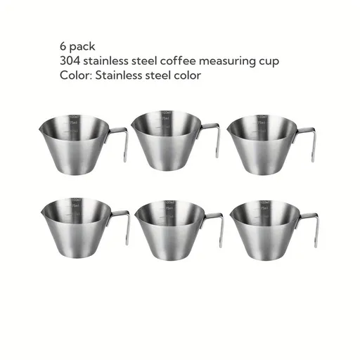 6 Pcs Espresso Measuring Cups, 304 Stainless Steel Metal Shot Glasses, Precise Scale for Barista Coffee Brewing, Home Kitchen Accessories