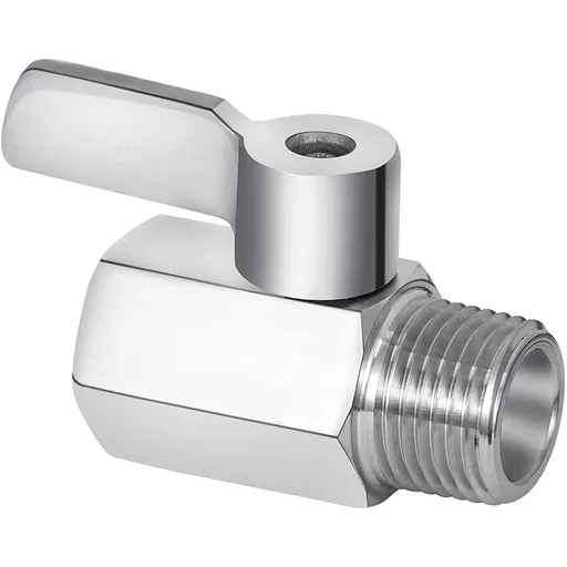 Shower Shut Valve, 304 Stainless Steel Mini Ball Valve NPT Thread(1/2Inch Male x 1/2Inch Female) 1 Pack Silver