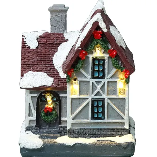Christmas Lighted House LED Xmas Village House Desktop Ornament Table Centerpiece Adorn Place it on your tabletop, fireplace