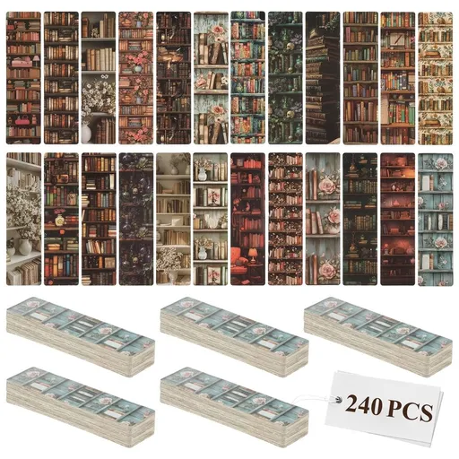 240Pcs Read Bookmark with Vintage Pattern Designs Long Lasting Cardstock for Classroom Teacher Student Prize Book Week School Library