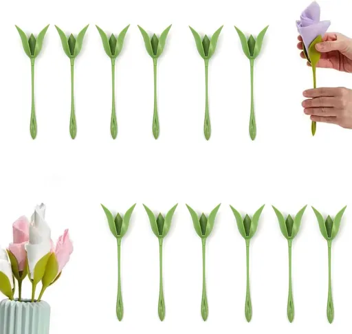 Flower Shaped Paper Towel Holder, Decorative Freestanding Tissue Roll Stand for Tabletop, Reusable Plastic Napkin Holder for Home Kitchen Dining Room Restaurant Cafe (12Pcs)