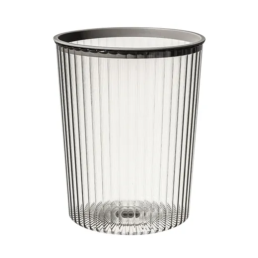 Transparent Garbage Bin with Top Ring Easy Attached Lid Free Large Capacity Trash Bin Can for Household Gray